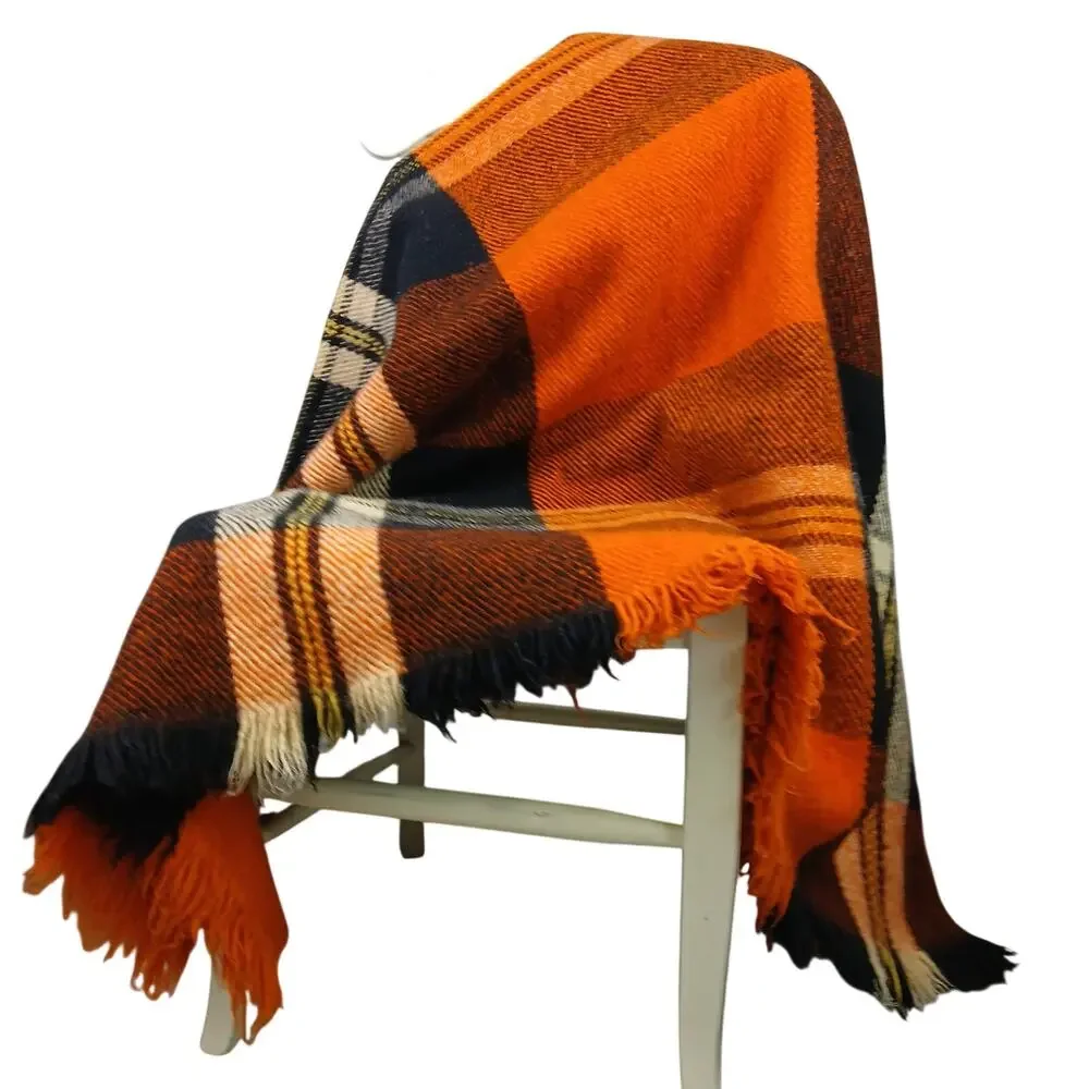 VTG Lambs Wool Tartan Plaid Campfire Blanket – 86